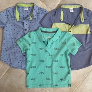 OKIE DOKIE 4T Set of 3 nice toddler boy shirts! Polo Button ups Blue Gre…